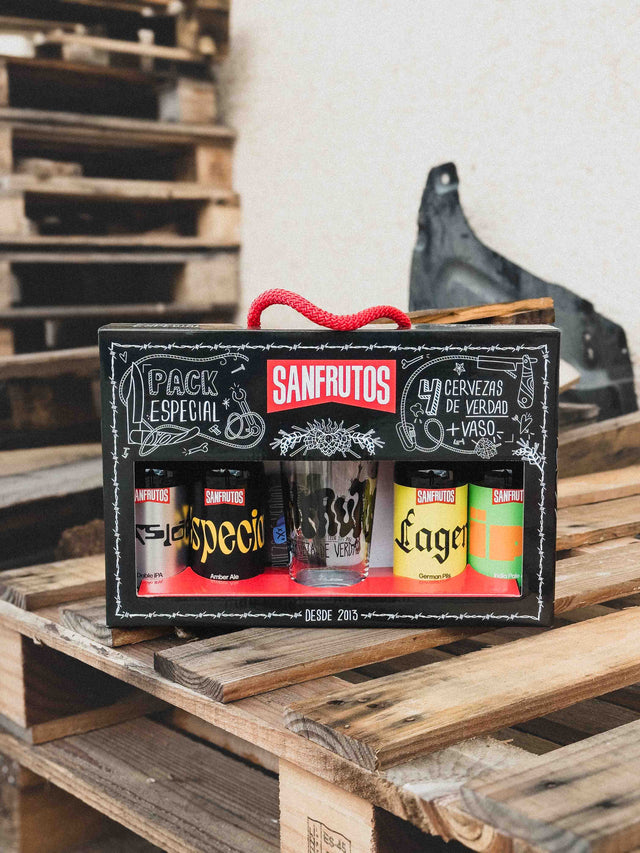 PACK REGALO DEGUSTACIÓN 4 CERVEZAS + VASO - Cerveza SanFrutos