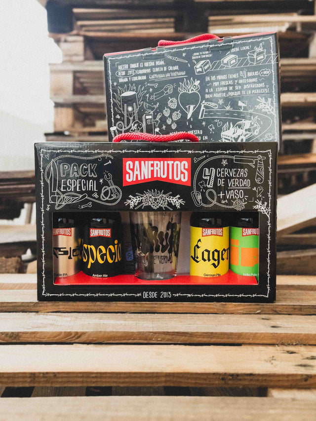 PACK REGALO DEGUSTACIÓN 4 CERVEZAS + VASO - Cerveza SanFrutos
