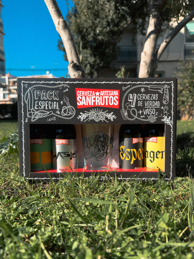 PACK REGALO DEGUSTACIÓN 4 CERVEZAS + VASO - Cerveza SanFrutos